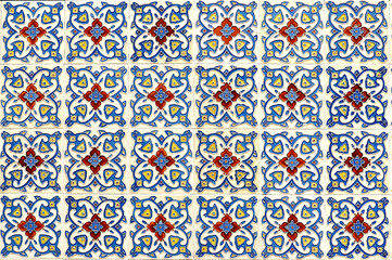 Blue and Red Peranakan tile mosaic