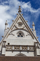BOURG-EN-BRESSE, FRANCE, June 29, 2021 : Outdoor view of church of Brou Royal Monastery