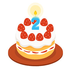 2歳の誕生日ケーキ、2周年のアニバーサリーケーキ