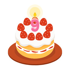 9歳の誕生日ケーキ、9周年のアニバーサリーケーキ