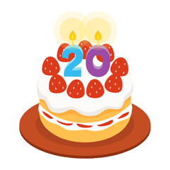 20歳の誕生日ケーキ、20周年のアニバーサリーケーキ