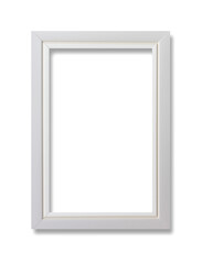 White wood frame isolated on white background.
