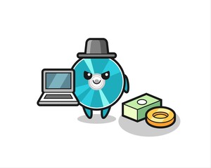 Mascot Illustration of optical disc as a hacker