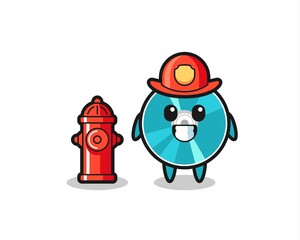 Mascot character of optical disc as a firefighter
