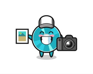 Character Illustration of optical disc as a photographer