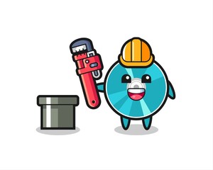 Character Illustration of optical disc as a plumber