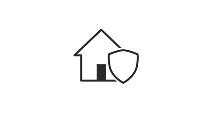 Vector Protected House Icon. Vector isolated illustration of a house with a shield 