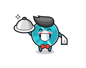 Character mascot of optical disc as a waiters