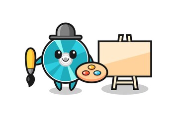 Illustration of optical disc mascot as a painter
