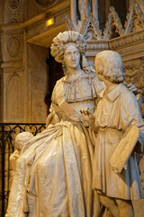 Fototapeta na wymiar AIX-LES-BAINS, FRANCE, June 4, 2021 : Statue in Hautecombe Abbey. Origins of Hautecombe is a community founded about 1100 in a narrow valley near Lake Bourget