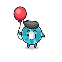optical disc mascot illustration is playing balloon