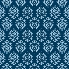 Fotobehang Japanese Indian Blue Flower Motif Vector Seamless Pattern © pannawish