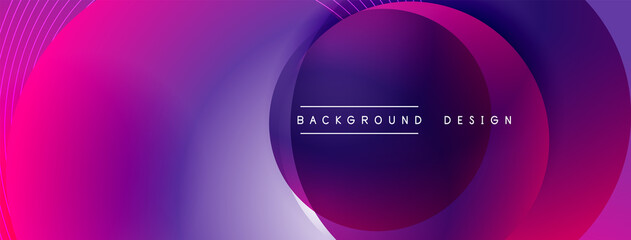 Gradient circles with shadows. Vector techno abstract background. Modern overlapping forms wallpaper background, design template