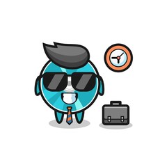 Cartoon mascot of optical disc as a businessman