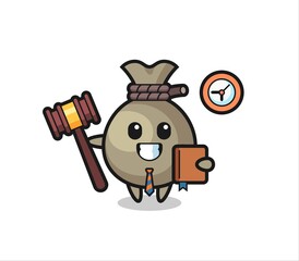 Fototapeta premium Mascot cartoon of money sack as a judge