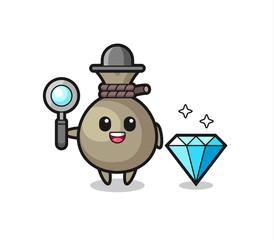 Illustration of money sack character with a diamond