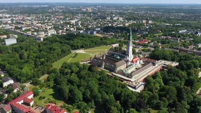 Aerial view of Jasna Gora in Czestochowa in Poland
