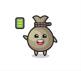 money sack mascot character with energetic gesture