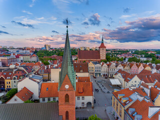 Olsztyn - the old town, Old Town Hall, Saint James Co-Cathedral Basilica, tenement houses,...