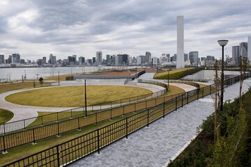 View of the bay and Tokyo from Toyosu Gururi Park