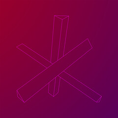 Hedgehog antitank defence. Wireframe low poly mesh vector illustration.