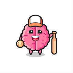 Cartoon character of brain as a baseball player