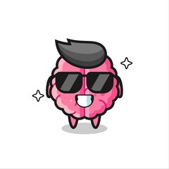 Cartoon mascot of brain with cool gesture