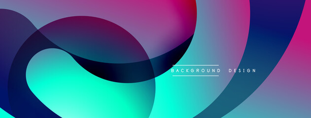 Abstract overlapping lines and circles geometric background with gradient colors
