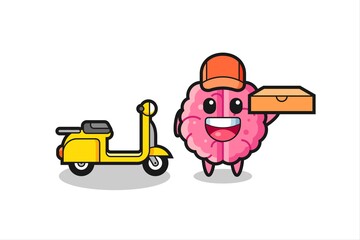 Character Illustration of brain as a pizza deliveryman