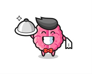 Character mascot of brain as a waiters