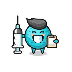 Mascot Illustration of exercise ball as a doctor
