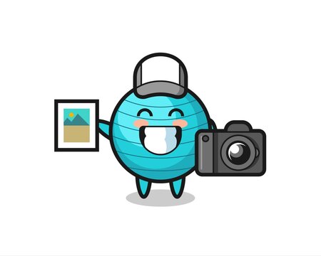 Character Illustration of exercise ball as a photographer