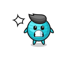 exercise ball character cartoon with shocked gesture