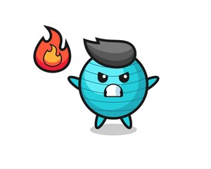 exercise ball character cartoon with angry gesture