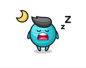 exercise ball character illustration sleeping at night