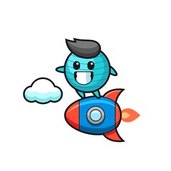 exercise ball mascot character riding a rocket
