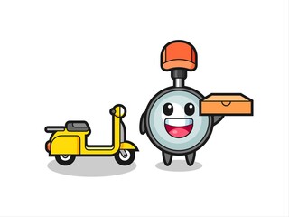 Obraz premium Character Illustration of magnifying glass as a pizza deliveryman