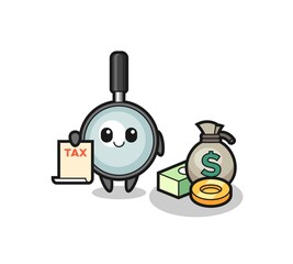 Character cartoon of magnifying glass as a accountant