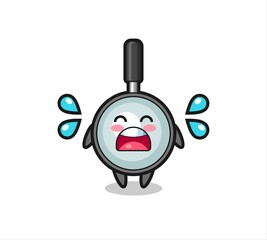 magnifying glass cartoon illustration with crying gesture