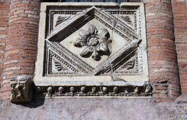 Floral ornament stonework in Rome, Italy