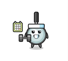 magnifying glass mascot cartoon doing fitness with dumbbell