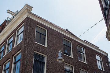 Amsterdam summer street view with flowers