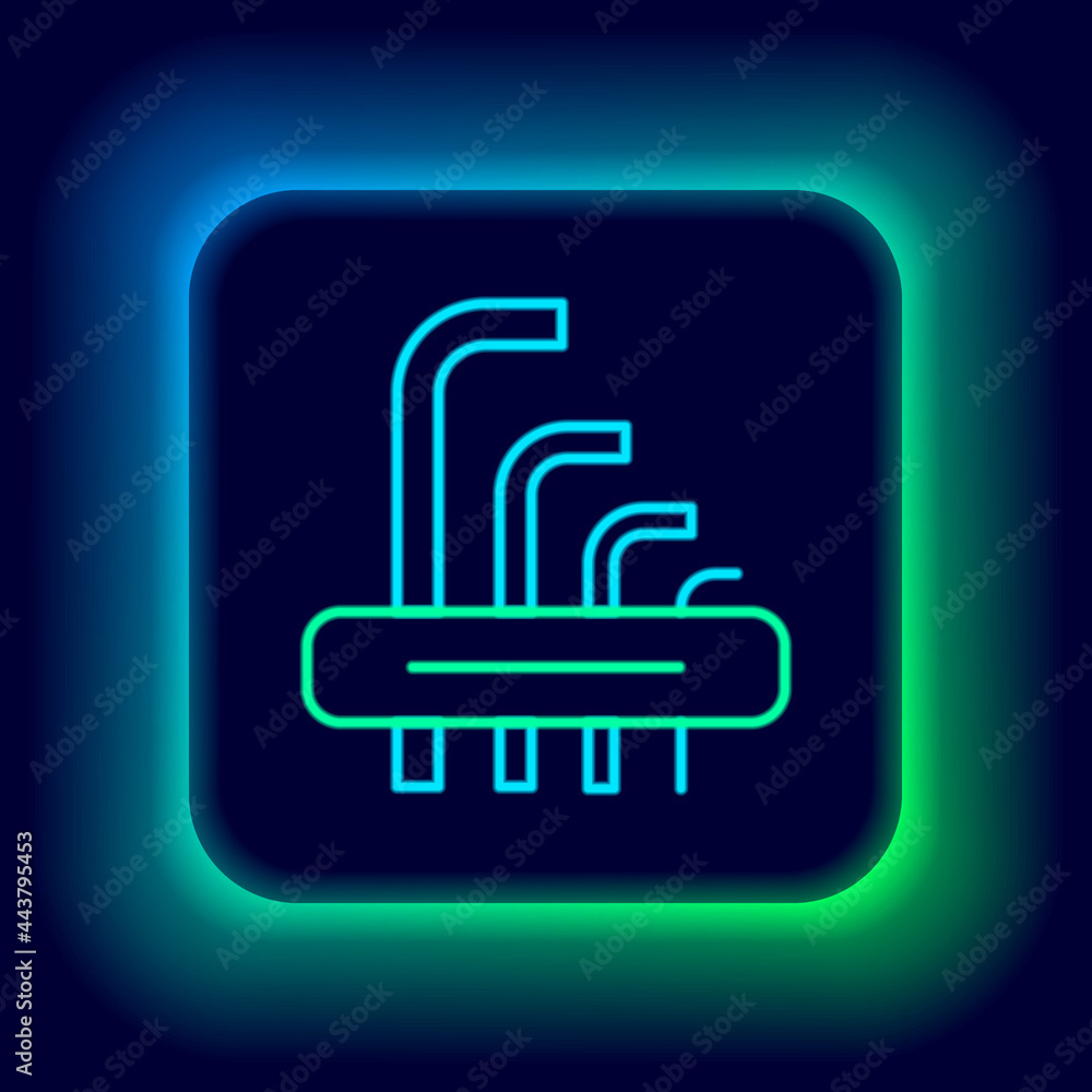 Poster glowing neon line tool allen keys icon isolated on black background. colorful outline concept. vecto