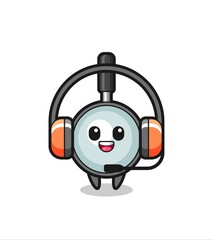 Fototapeta premium Cartoon mascot of magnifying glass as a customer service