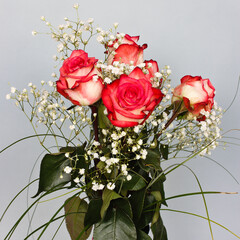 Beautiful bouquet of cut roses.