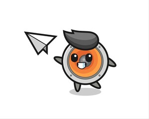 loudspeaker cartoon character throwing paper airplane