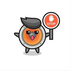 loudspeaker character illustration holding a stop sign