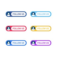 Fototapeta premium Follow us button collection. Social media follow us button with multicolor shade. Thanksgiving vector design for social media following.