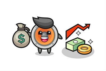 loudspeaker illustration cartoon holding money sack