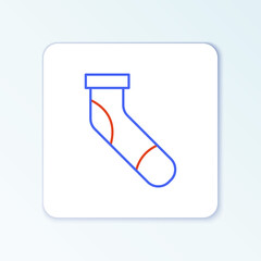 Line Baseball sock icon isolated on white background. Colorful outline concept. Vector